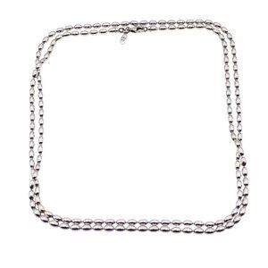Pandora Very Rare Sterling Silver Beaded Chain Rice Bead Necklace - 31.5 Inches